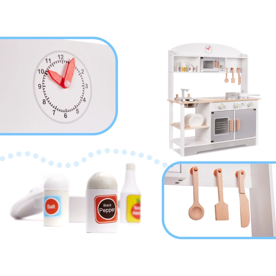 Detská drevená kuchynka CLASSIC s príslušenstvom 82 cm