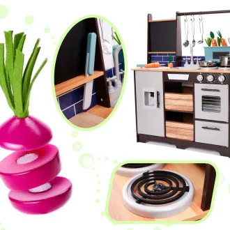 Dětská dřevěná kuchyňka LOFT XXL - černá 96 cm