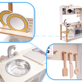 Detská drevená kuchynka LULILO s príslušenstvom 85 cm