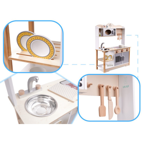 Detská drevená kuchynka LULILO s príslušenstvom 85 cm