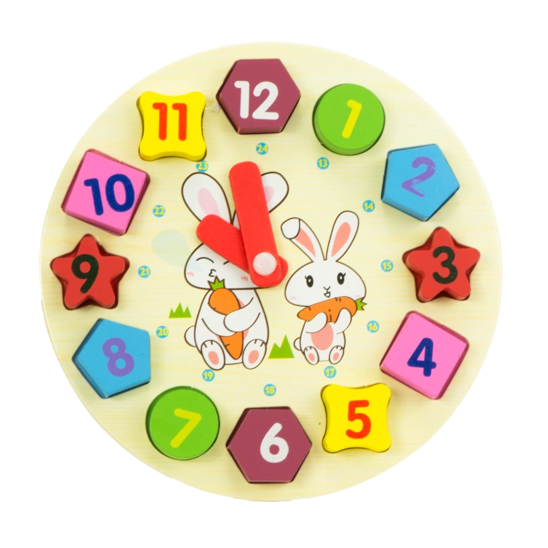 Detské drevené edukačné hodiny 18,5 cm - vkladacie kocky