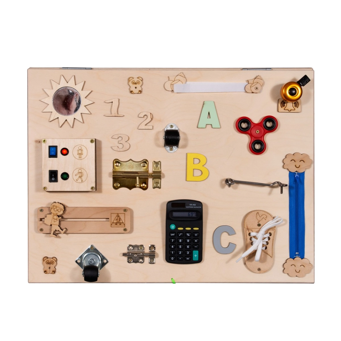 Dřevěná manipulační deska  montessori - oboustranná Natural 50 cm