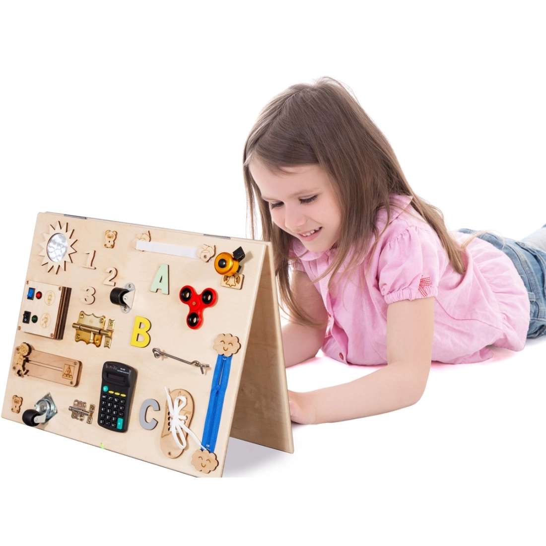 Dřevěná manipulační deska  montessori - oboustranná Natural 50 cm