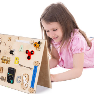 Drevená manipulačná doska montessori - obojstranná Natural 50 cm