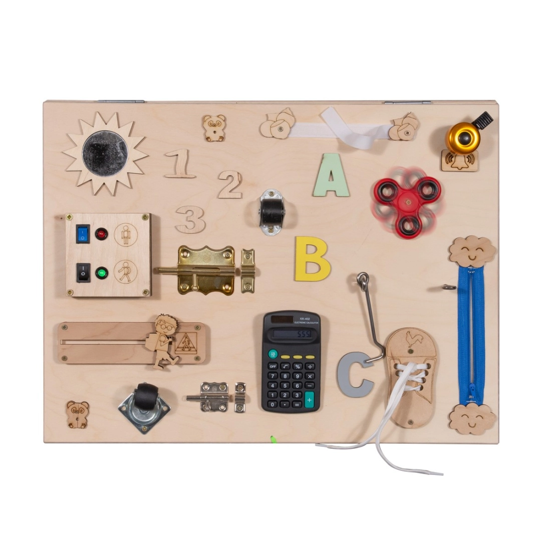 Dřevěná manipulační deska  montessori - oboustranná Natural 50 cm