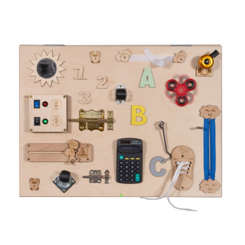 Drevená manipulačná doska montessori - obojstranná Natural 50 cm