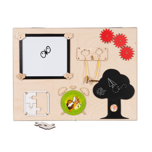 Drevená manipulačná doska montessori - obojstranná Natural 50 cm