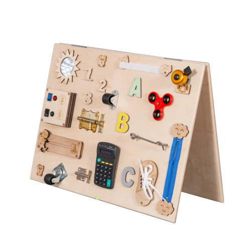 Drevená manipulačná doska montessori - obojstranná Natural 50 cm