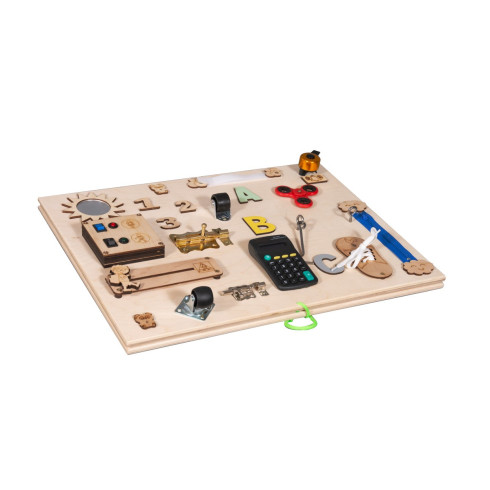 Drevená manipulačná doska montessori - obojstranná Natural 50 cm