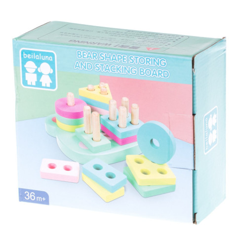 Drevená navliekacia veža - medvedík