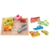 Dřevěné puzzle ve tvaru vozidel - autíček