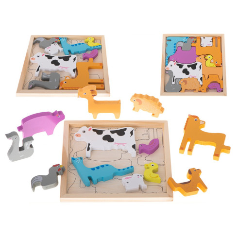 Dřevěné puzzle Zvířata