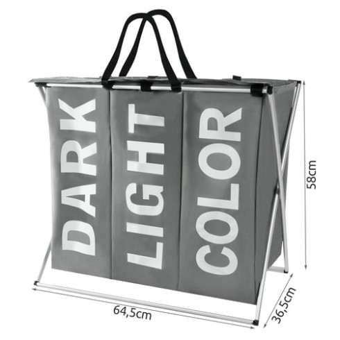 Kôš na triedenie bielizne s 3 priehradkami