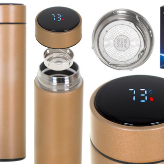 Kovová termoska LED smart - 500ml, zlatá