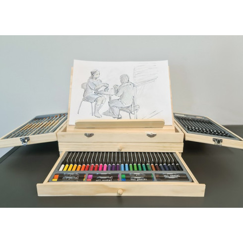 Malířská sada v dřevěném kufříku - 83 ks