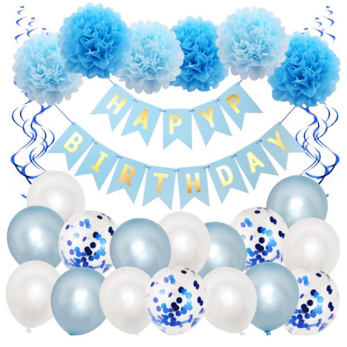 Narozeninové balóny - Happy Birthday, 24 ks, modré