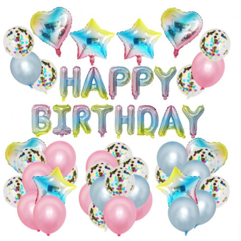 Narozeninové balóny - Happy Birthday, 50 ks
