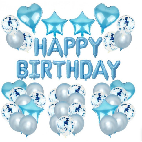 Narozeninové balóny - Happy Birthday, 50 ks modré