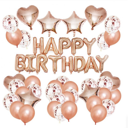 Narozeninové balóny - Happy Birthday, 50 ks růžové