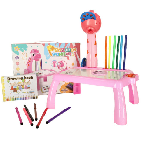 Projektor - kresliaci stôl pre deti Žirafa, ružová