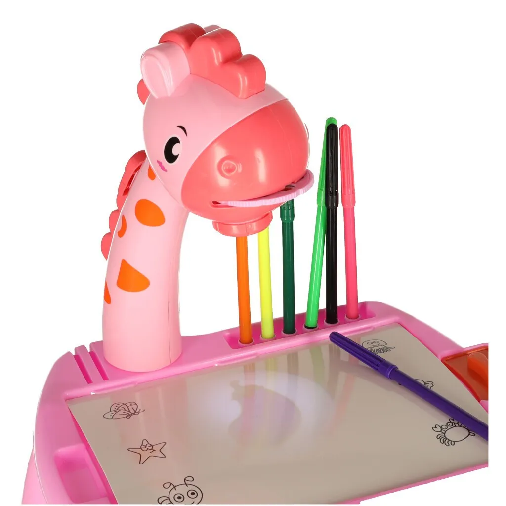 Projektor - kresliaci stôl pre deti Žirafa, ružová