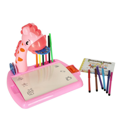 Projektor - kreslící stolek pro děti Žirafa, růžový