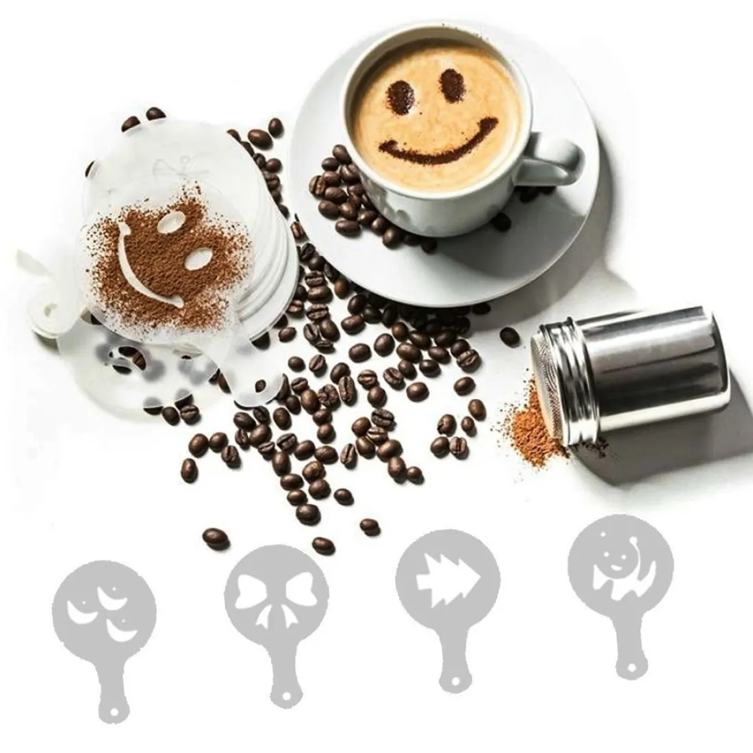 Šablony na zdobení kávy - 16ks