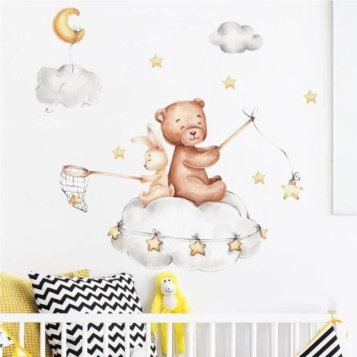 Samolepka na stenu - Medvedík a zajačik