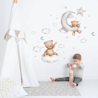 Samolepka na stenu - Medvedík na mesiaci