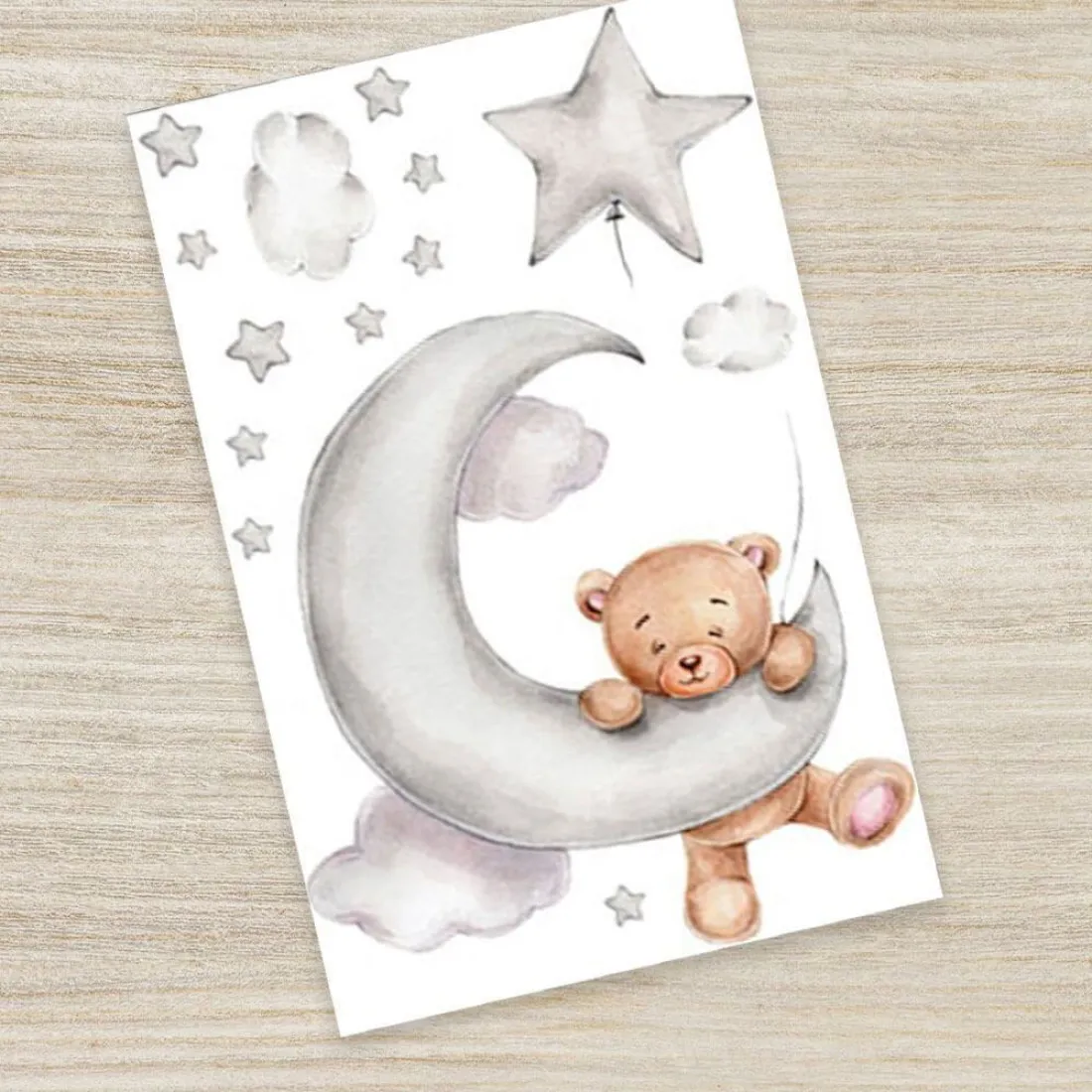 Samolepka na stenu - Medvedík na mesiaci