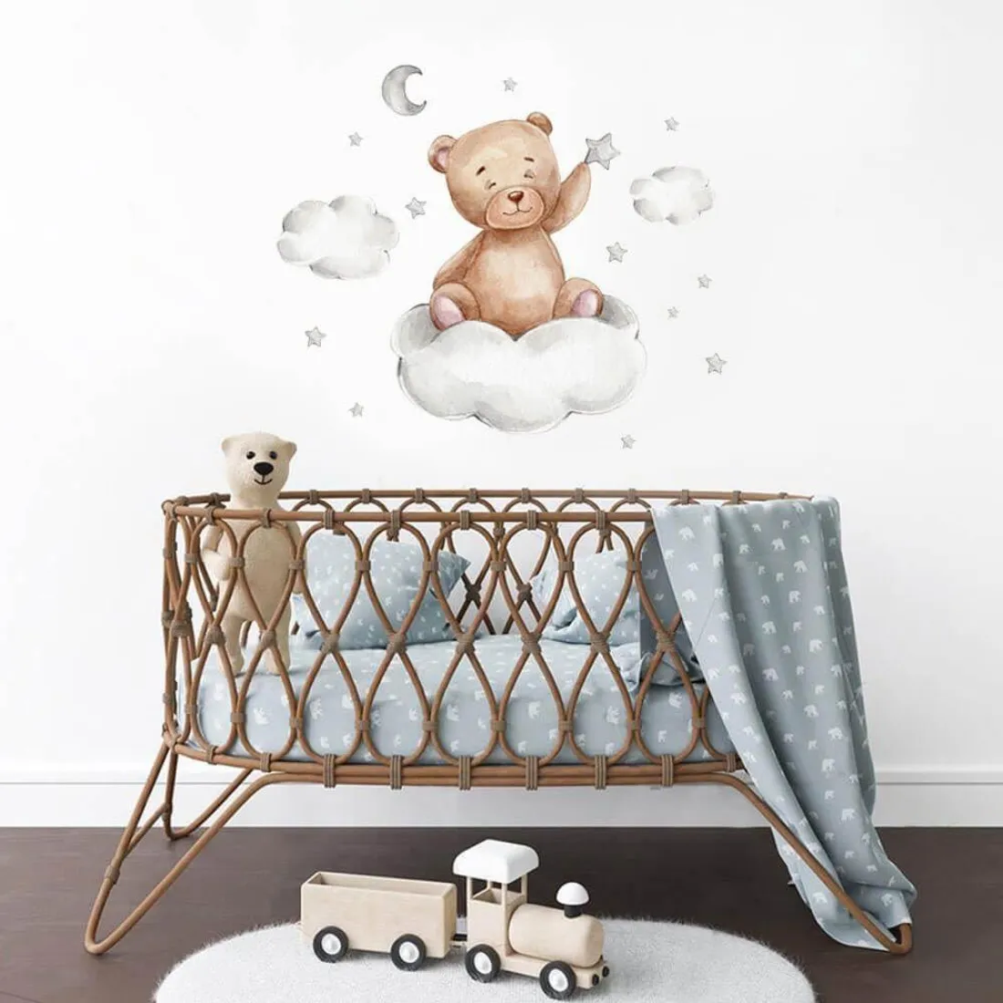 Samolepka na stenu - Medvedík na obláčiku