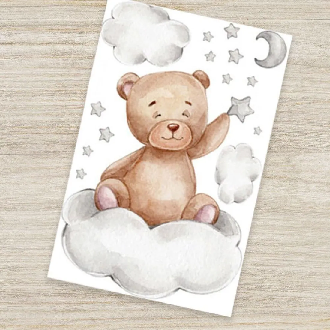 Samolepka na stenu - Medvedík na obláčiku