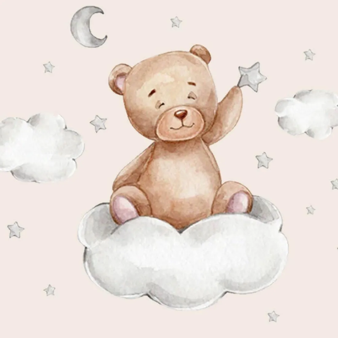 Samolepka na stenu - Medvedík na obláčiku