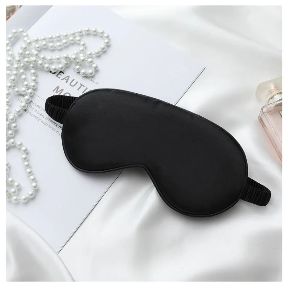 Saténová maska na spaní - černá