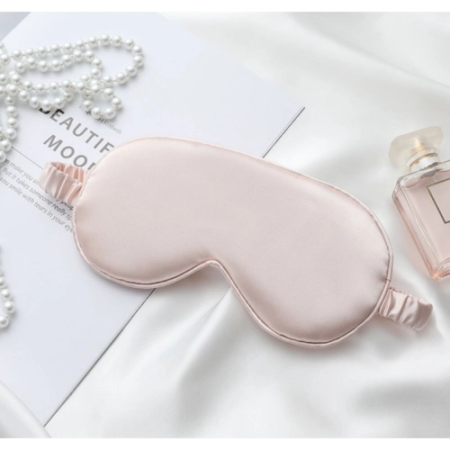 Saténová maska na spanie - púdrová ružová