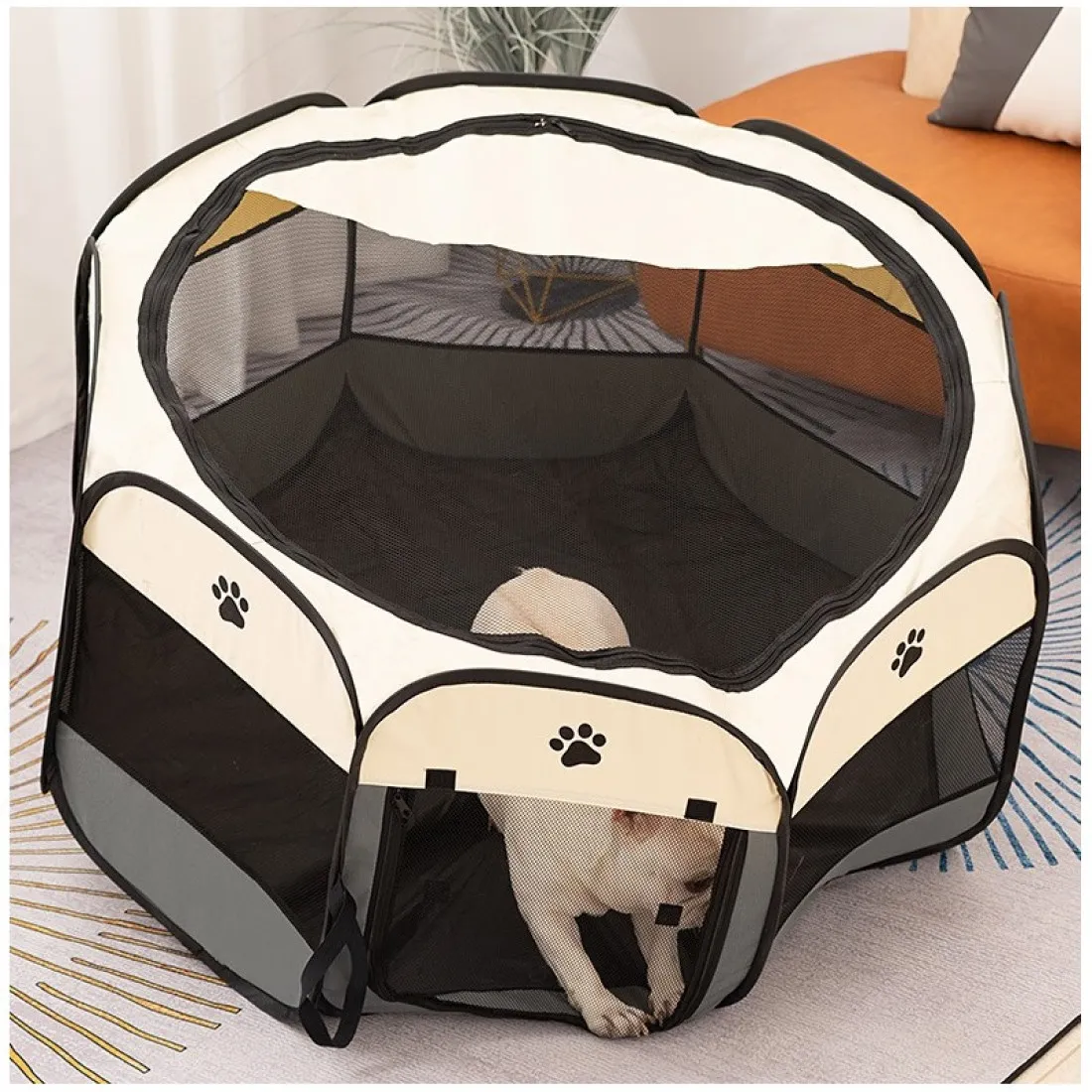 Skládací ohrádka pro psy a kočky 114 cm, velká - šedá