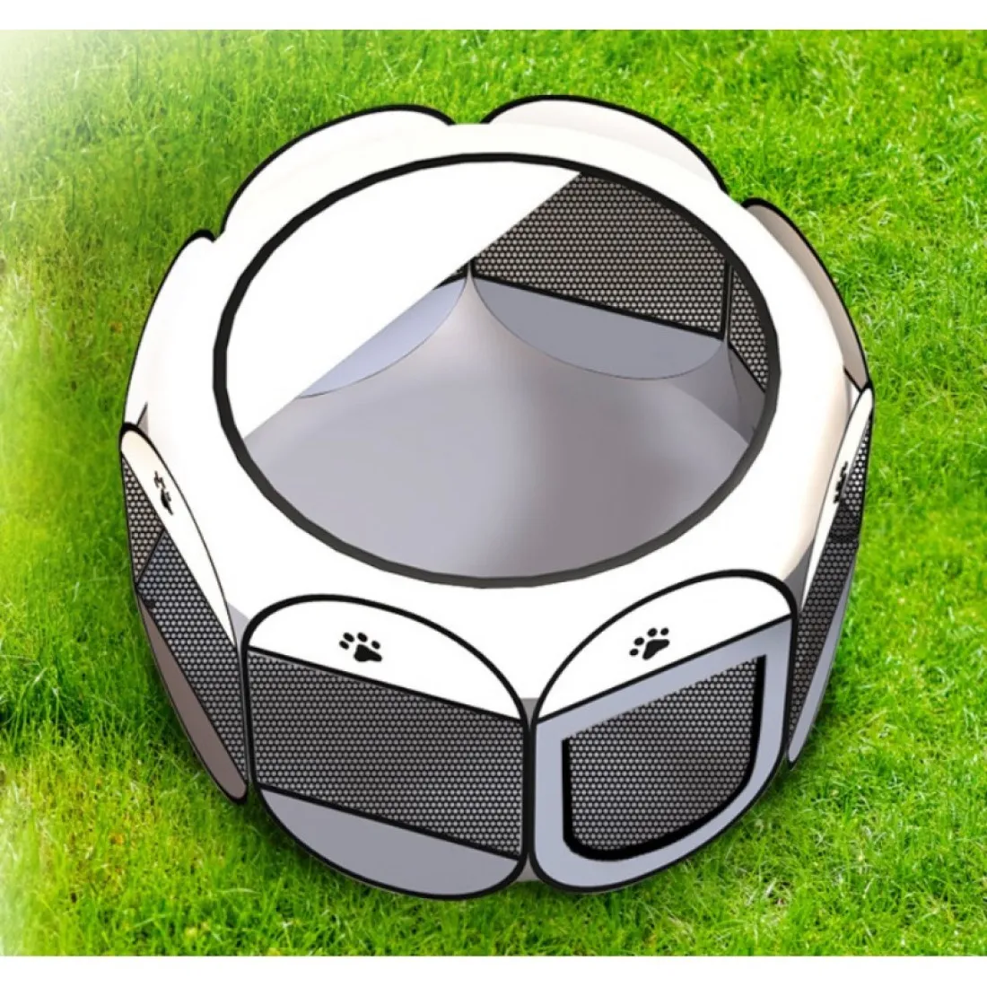 Skládací ohrádka pro psy a kočky 114 cm, velká - šedá