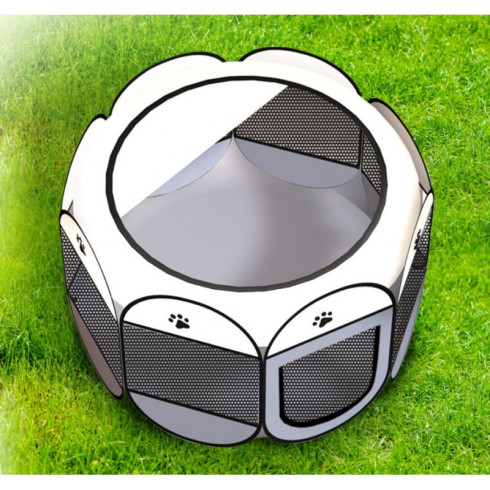 Skladacia ohrádka pre psa a mačku 114 cm, veľká - šedá