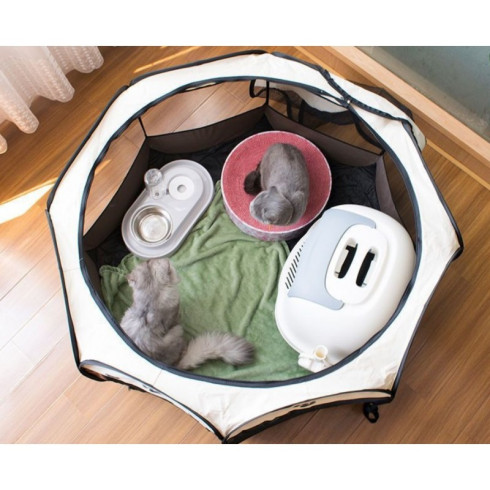 Skládací ohrádka pro psa a kočku 74 cm - hnědá