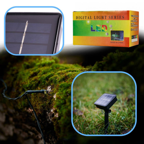 Solárna LED svetelná reťaz - 200 LED - 20m, farebná