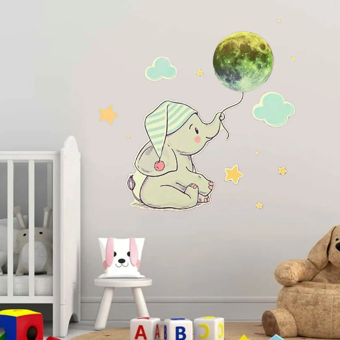 Svietiaca samolepka na stenu Sloník