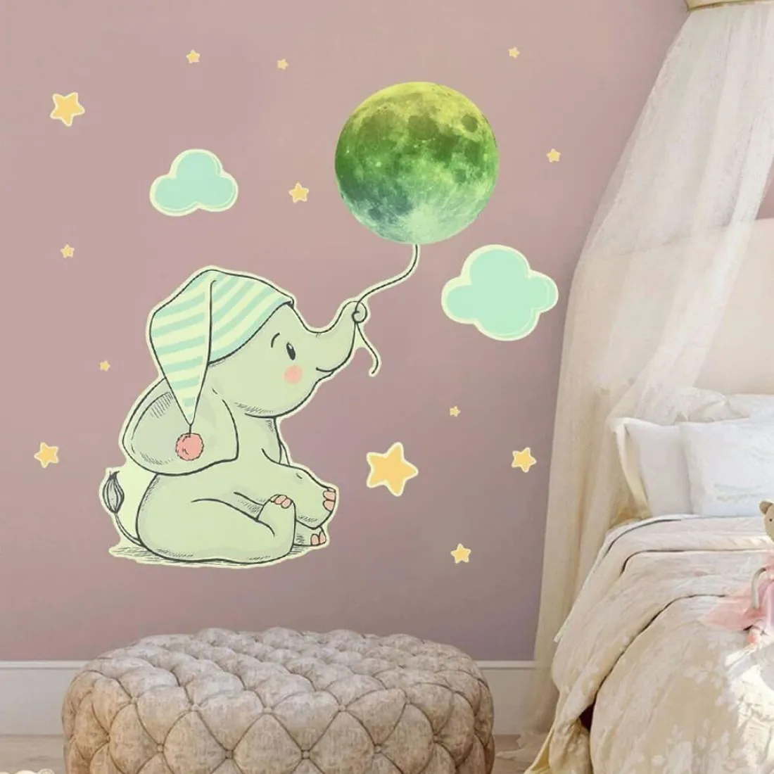 Svietiaca samolepka na stenu Sloník