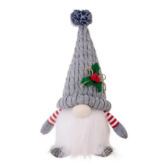 Světelný vánoční skřítek se svítilnami 30 cm - šedý