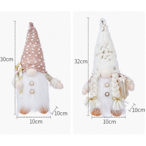 Svietiaci vianočný škriatok s vrkočmi - 32 cm zlatý