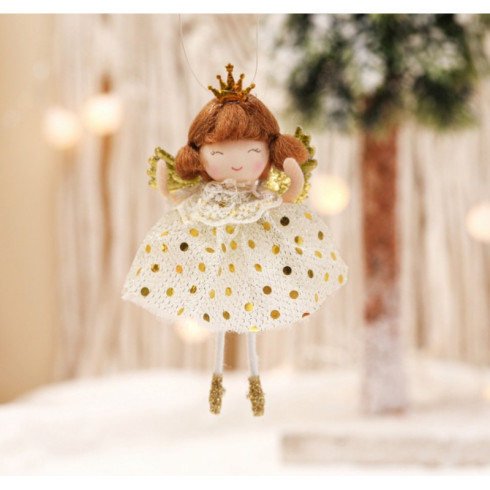 Vánoční dekorace na zavěšení - anděl, krémová
