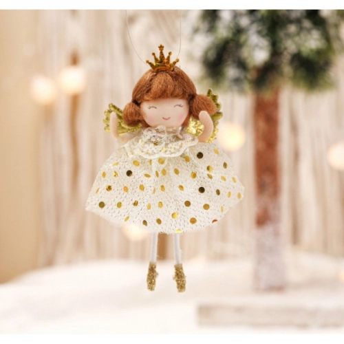 Vianočná dekorácia na zavesenie - anjel, krémový