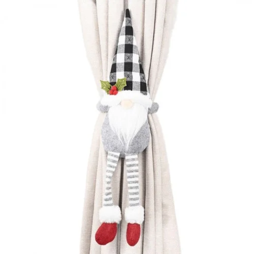 Vianočná spona na záves škriatok 50 cm - šedý