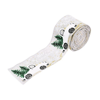 Vianočná stuha Merry Christmas 50 mm x 5 m - biela