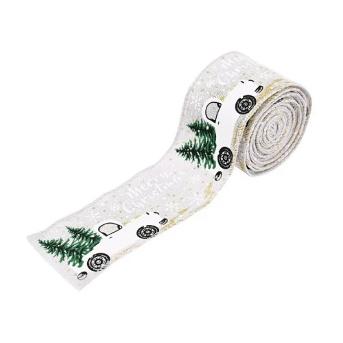 Vianočná stuha Merry Christmas 50 mm x 5 m - biela