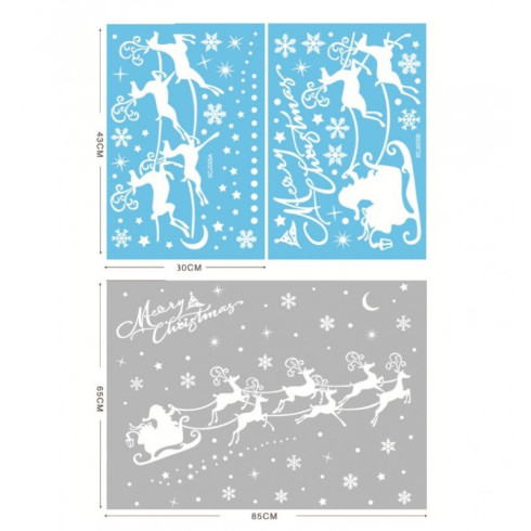 Vánoční nálepky na okno - Sáně se soby